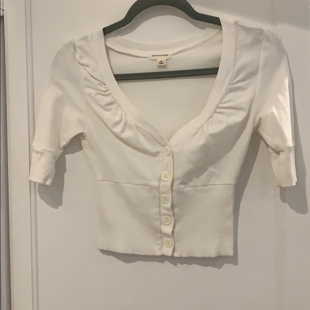 Cropped white cardigan